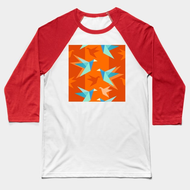 Cranes Pumpkin Pattern Baseball T-Shirt by XOOXOO